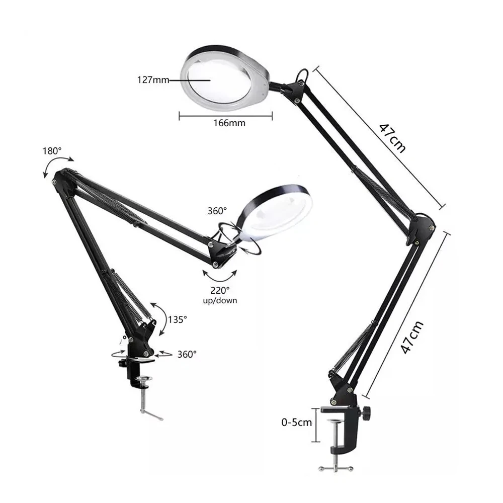 10X 15X 20X 30X Magnifier With LED Lamp Magnifying Glass 48 LED Table Lamp Lupa Foldable Reading Repairing For PCB