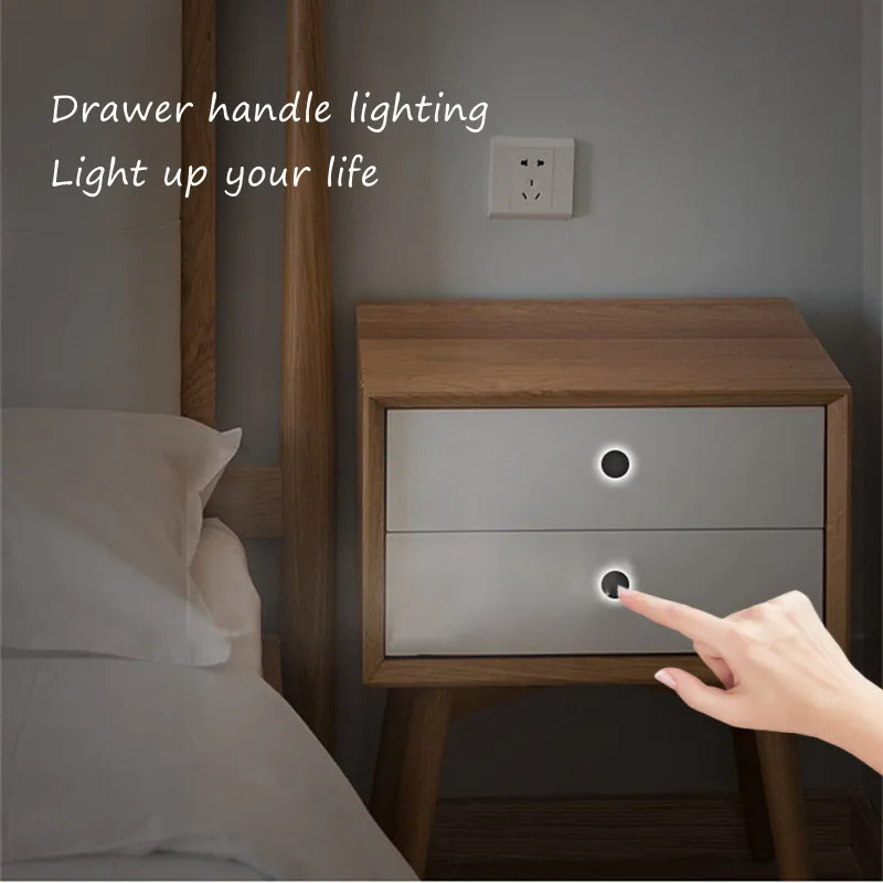 Touch Sensor Night Light for Drawers Bedside Tables Shoe Racks Bathroom Lighting Handles Hardware Home Tools Round Led Lamps