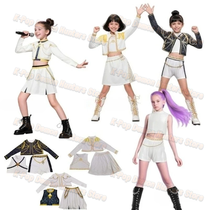 

New Kids Stage Performance Kpop Clothes Anime Kpop Demon Hunter Rumi Zoey Mira Cosplay Full Suit Halloween Kids Girls Style