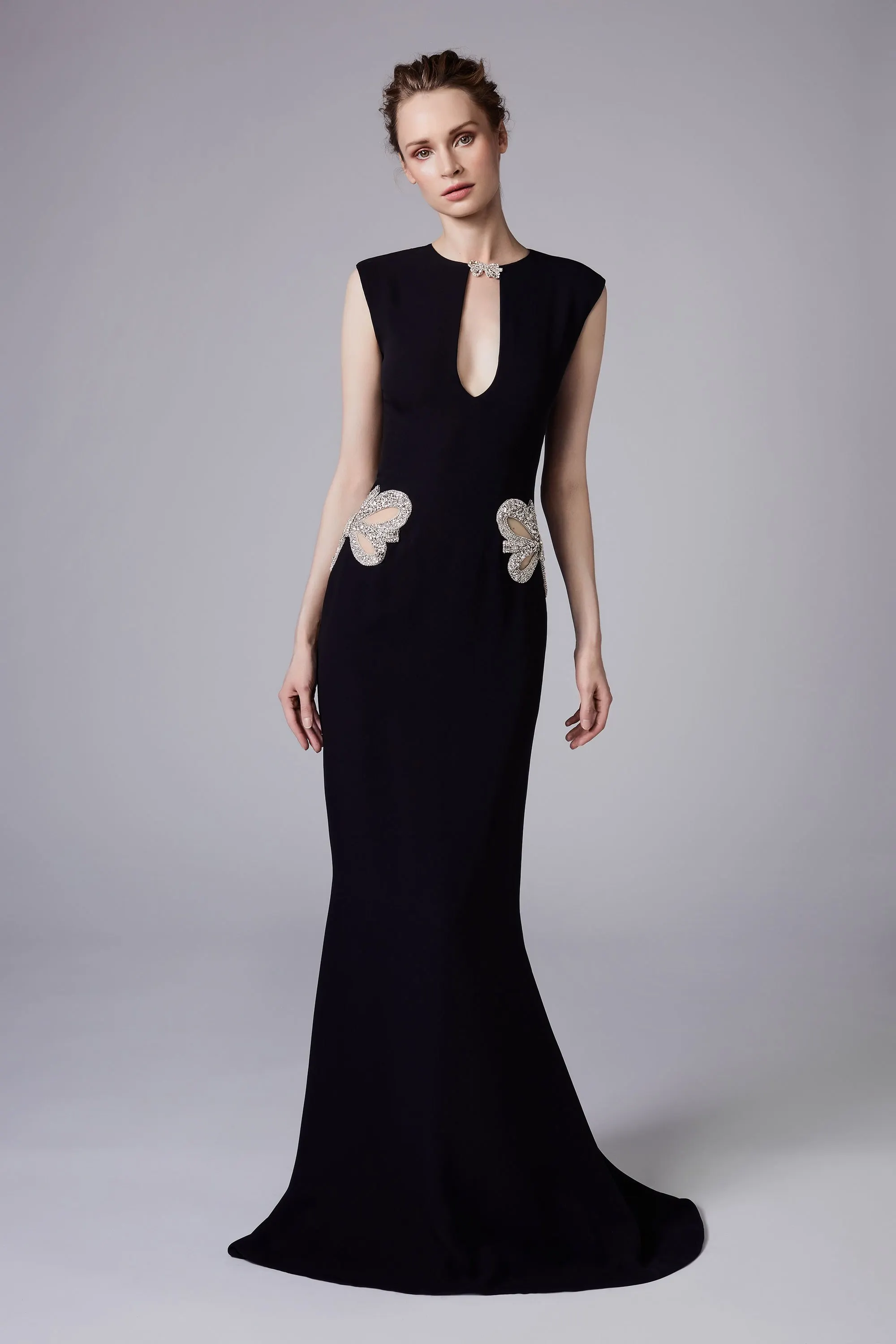 L400 Hot Sale Black Crepe Mermaid  فساتين السهرة vestidos de fiesta  فساتين سهره evening dresses