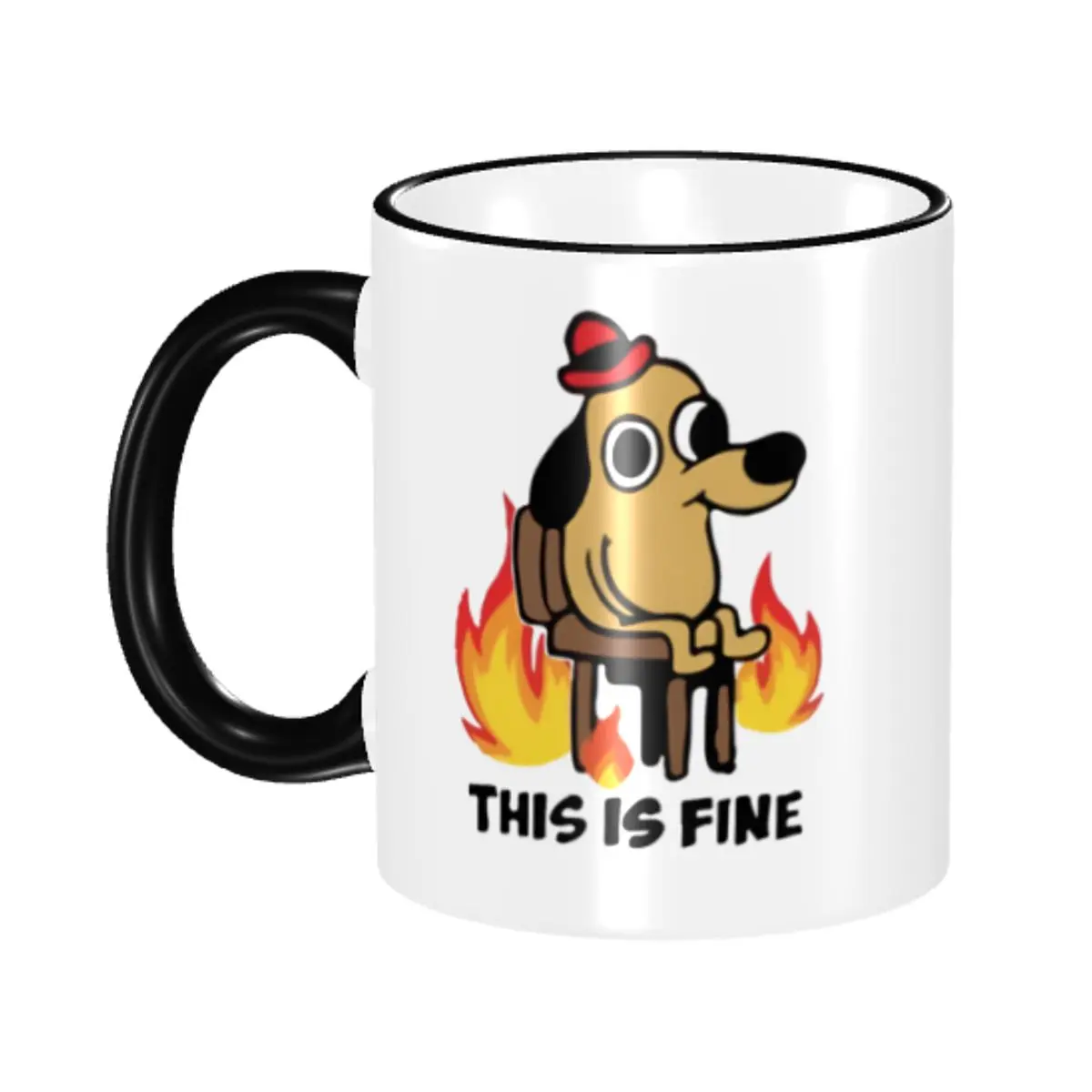 Personalized I Am Fine Everything Is Fine Mugs DIY Funny Sarcastic Dog Ceramic Milk Tea Coffee Cup
