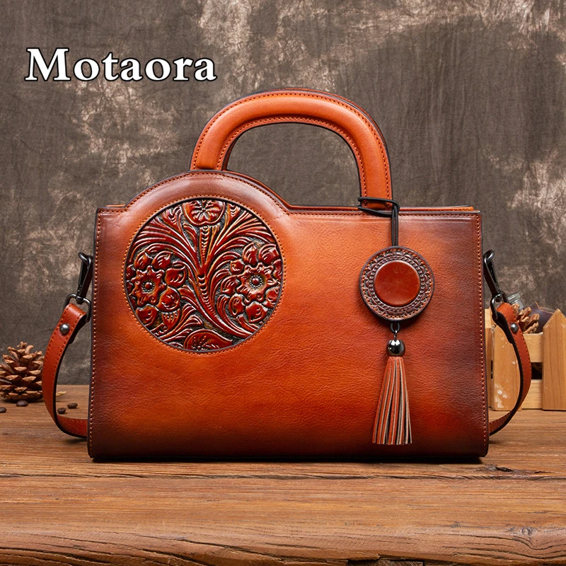 

MOTAORA New Chinese Style Shoulder Bag Women Vintage Genuine Leather Messenger Crossbody Bags Versatile Big Capacity Handbag