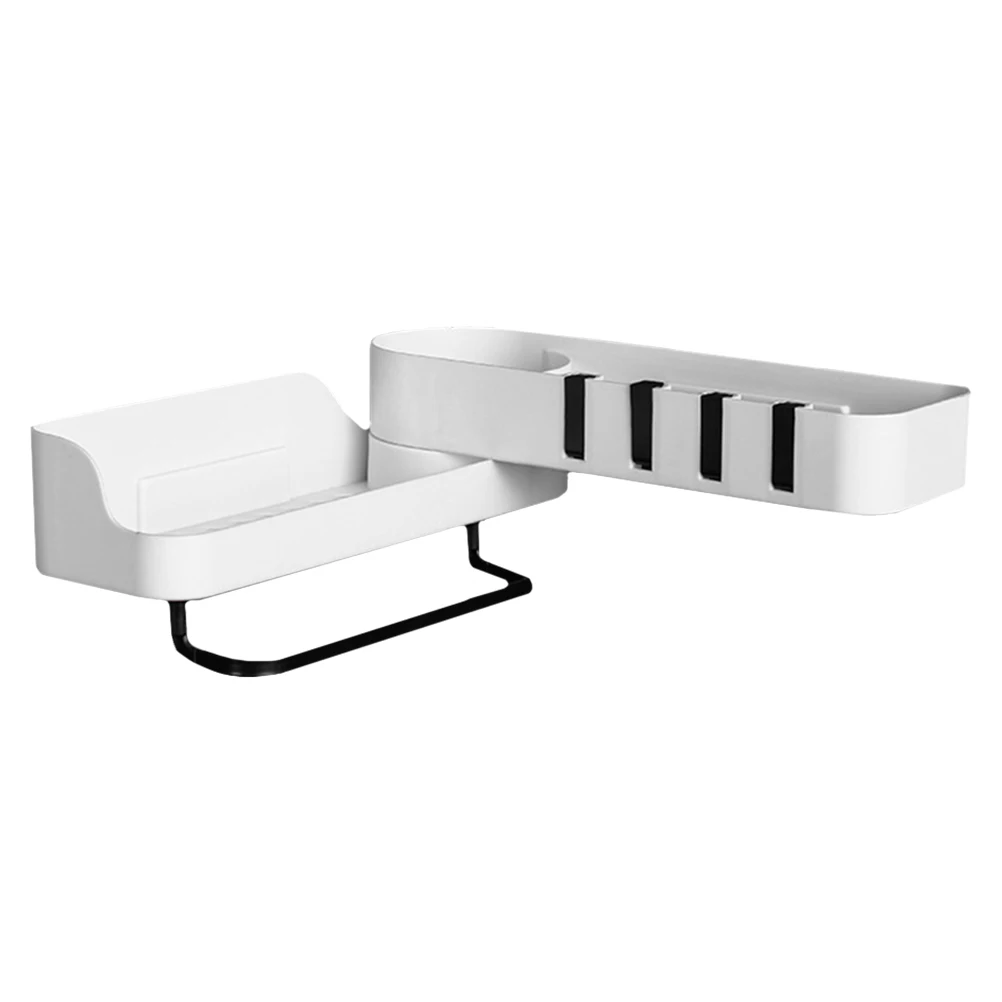 

Wall Mounted Storage Shelf Kitchen Rack Sundries Organizer Abs Plastic Compact Functional Draining Hole Storage