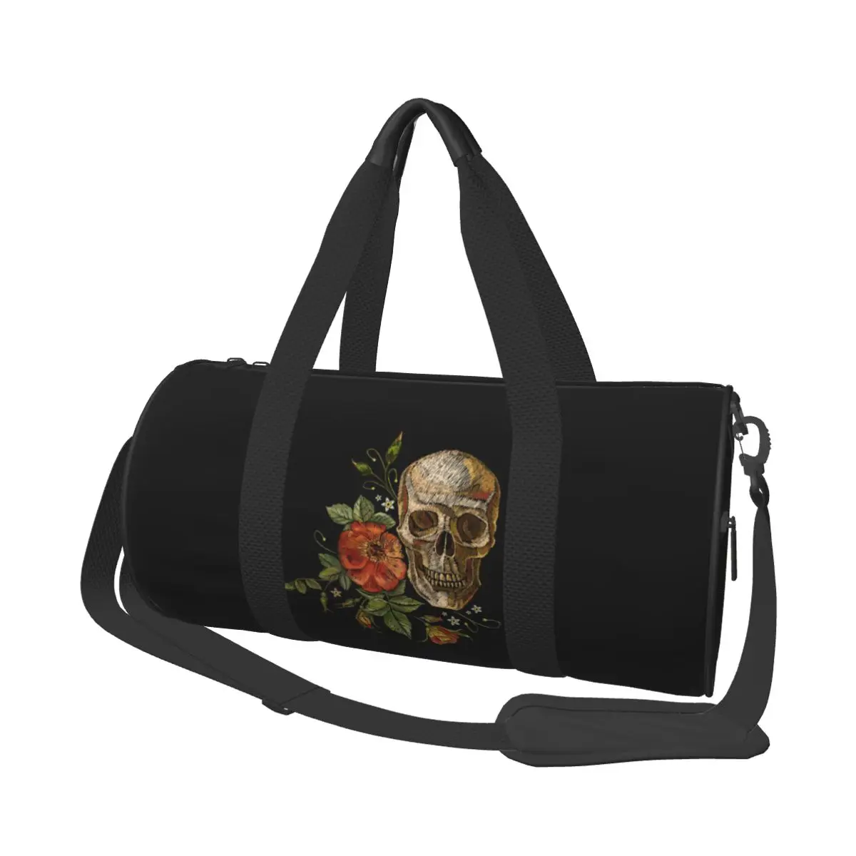 Bolsa de ginástica vintage com caveira, rosas, moda, treinamento, esportes, casal, personalizada, grande, retrô, fitness, bolsas de fim de semana