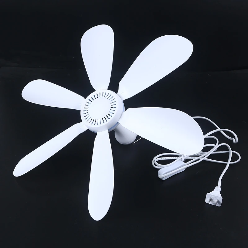 

16.5" Ceiling Fan AC 220V 20W 6 Leaves One Speed mini Fan Dormitory Hanging fan with 1.8m Power Cable On Off Switch US Plug