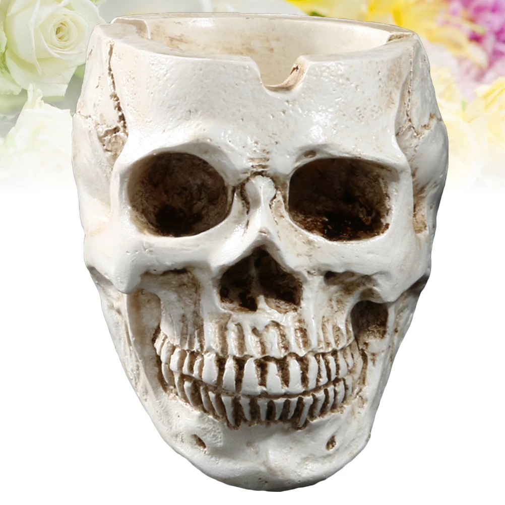 

Resin Natural Skull Ashtray Smell Halloween Home Rsin Ashtray Office Decor Candy Bowl Plant Pot Gift For Skull Lovers