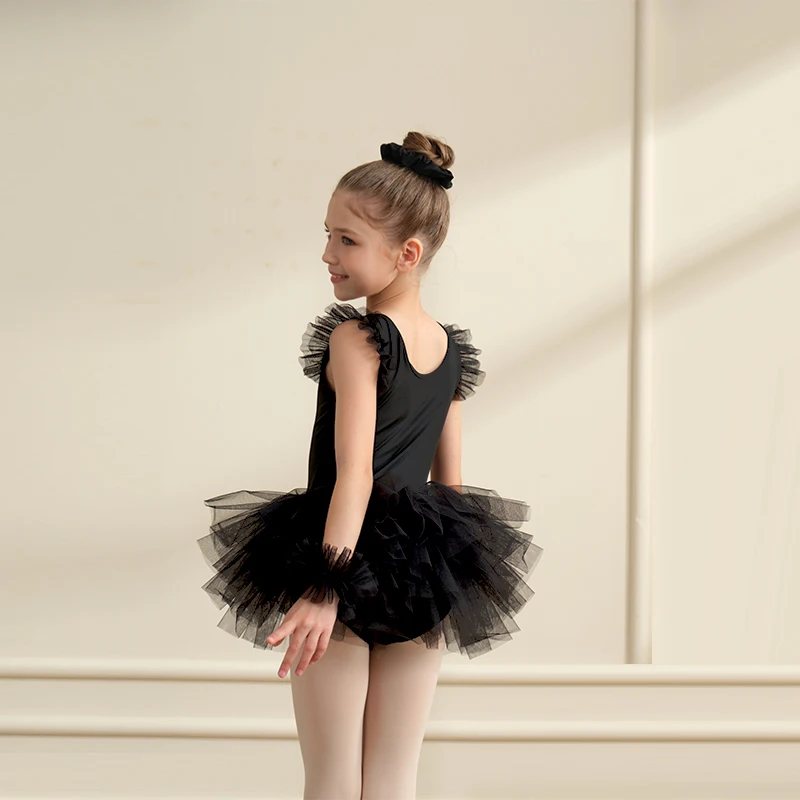 Robe Tutu de Ballet en tulle pour filles, 4 couches, justaucorps, mode professionnelle, robe de soirée dansante pour enfants, Costume de spectacle ﻿