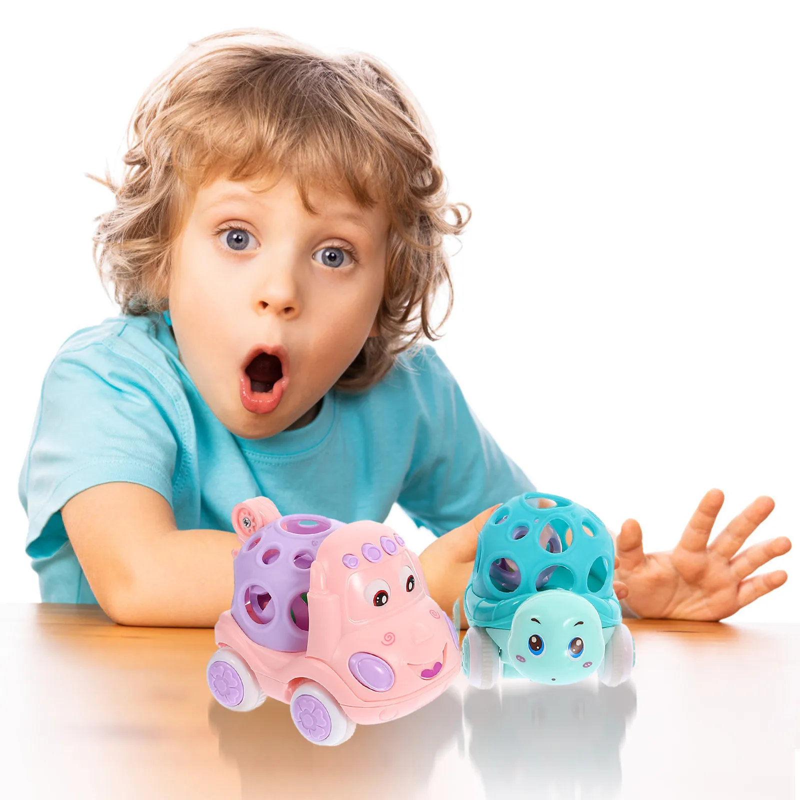 3 szt. Autka do pchania z motywem zwierząt z kreskówek, wykonane z wytrzymałego silikonu ABS, napęd inercyjny, prezent urodzinowy/świąteczny dla dzieci, rozwijająca koordynację ręka-oko