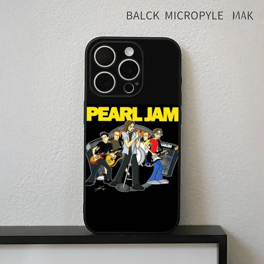 Band P-Pearl J-Jam-m  Phone Case For iPhone17,16,15,14,13,12,11 Plus,Pro Max Soft Black Cover