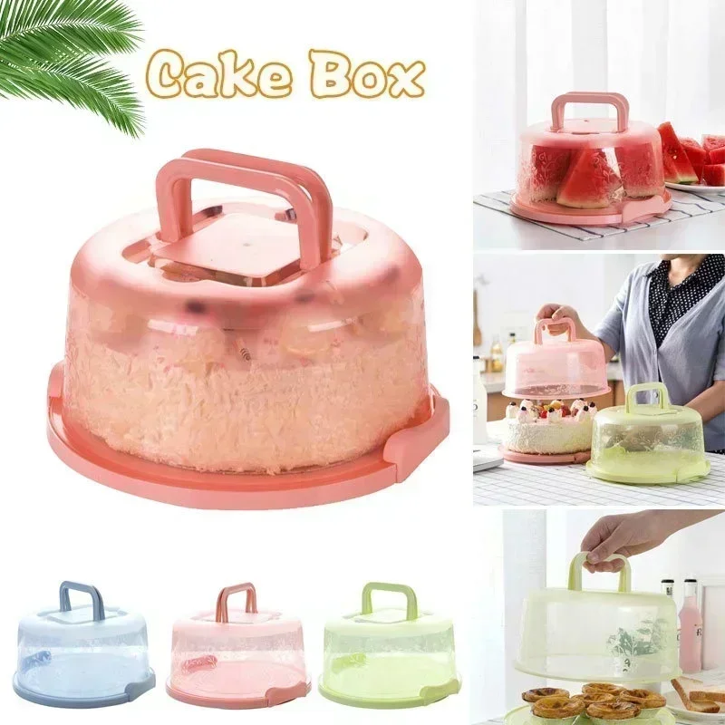 Portable Transparent Fresh-keeping Storage Box Circular Plastic Cake Box 8-inch Birthday Cake Baking Box Home Kitchen