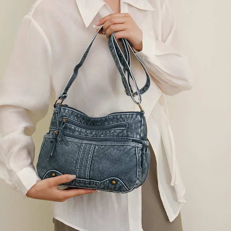 Zipper Denim Women\'s Crossbody Bag Female Bags on Sale 2023 High Quality High Capacity Solid  Bolsas Femininas Free Shipping