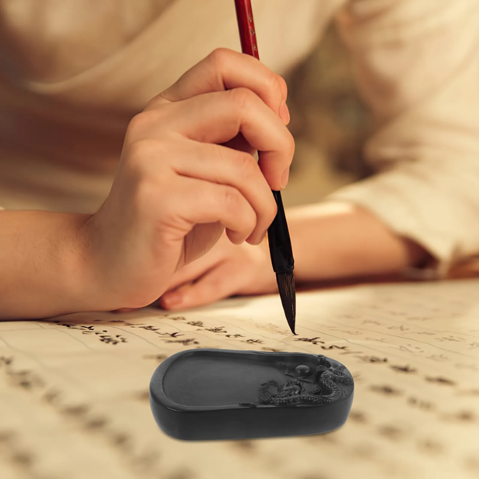 Compact Chengni Inkslab for Calligraphy Writing Grinding Easy Clean Reusable Ink Dish Suitable for Students Teachers