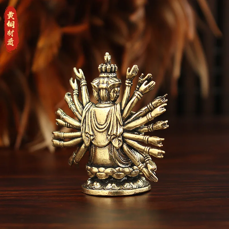 Thousand-Hand statue, Guanyin Bodhisattva pocket , creative retro decorative piece, miniature Buddha altar