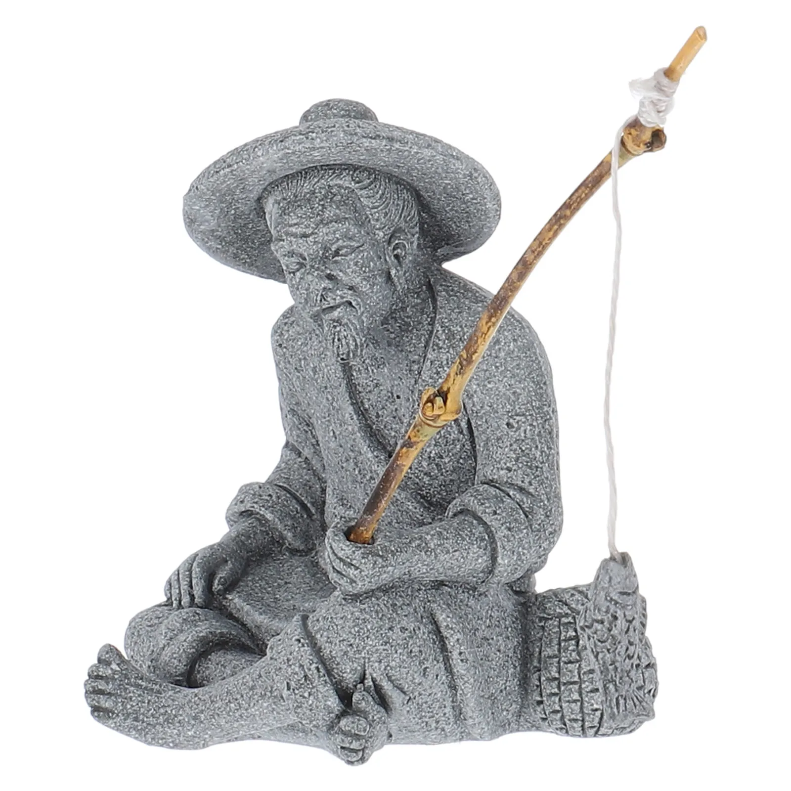 

Simulated Fishing Old Man Decoration Bonsai Ornament Mini Garden Statue Realistic Fisherman Figurine Outdoor Elegance Easy Care