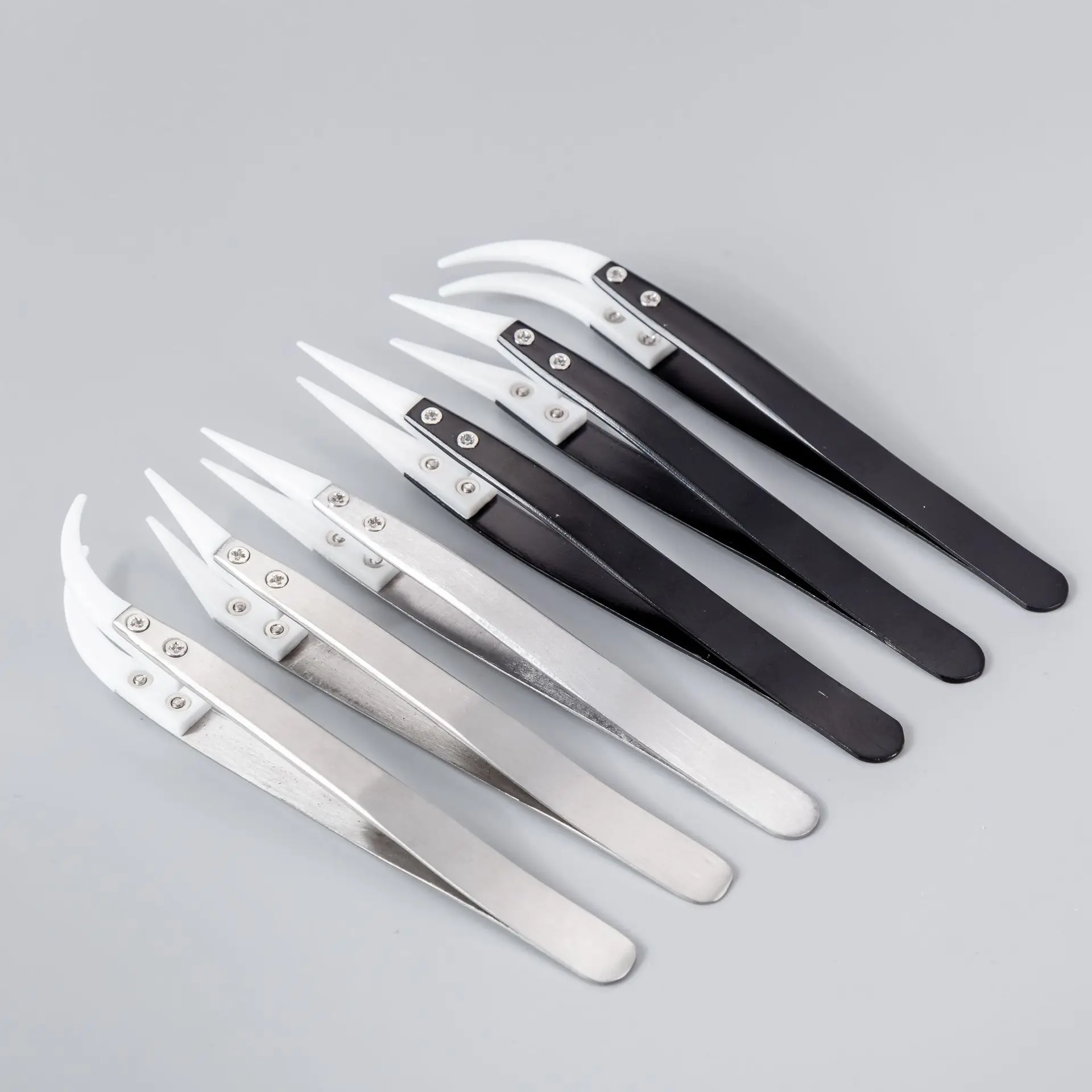 1/3pcs Non-Conductive Precision Ceramic Tweezers for Solder, Reverse Anti-Magnetic with Pointed & Curved Tips