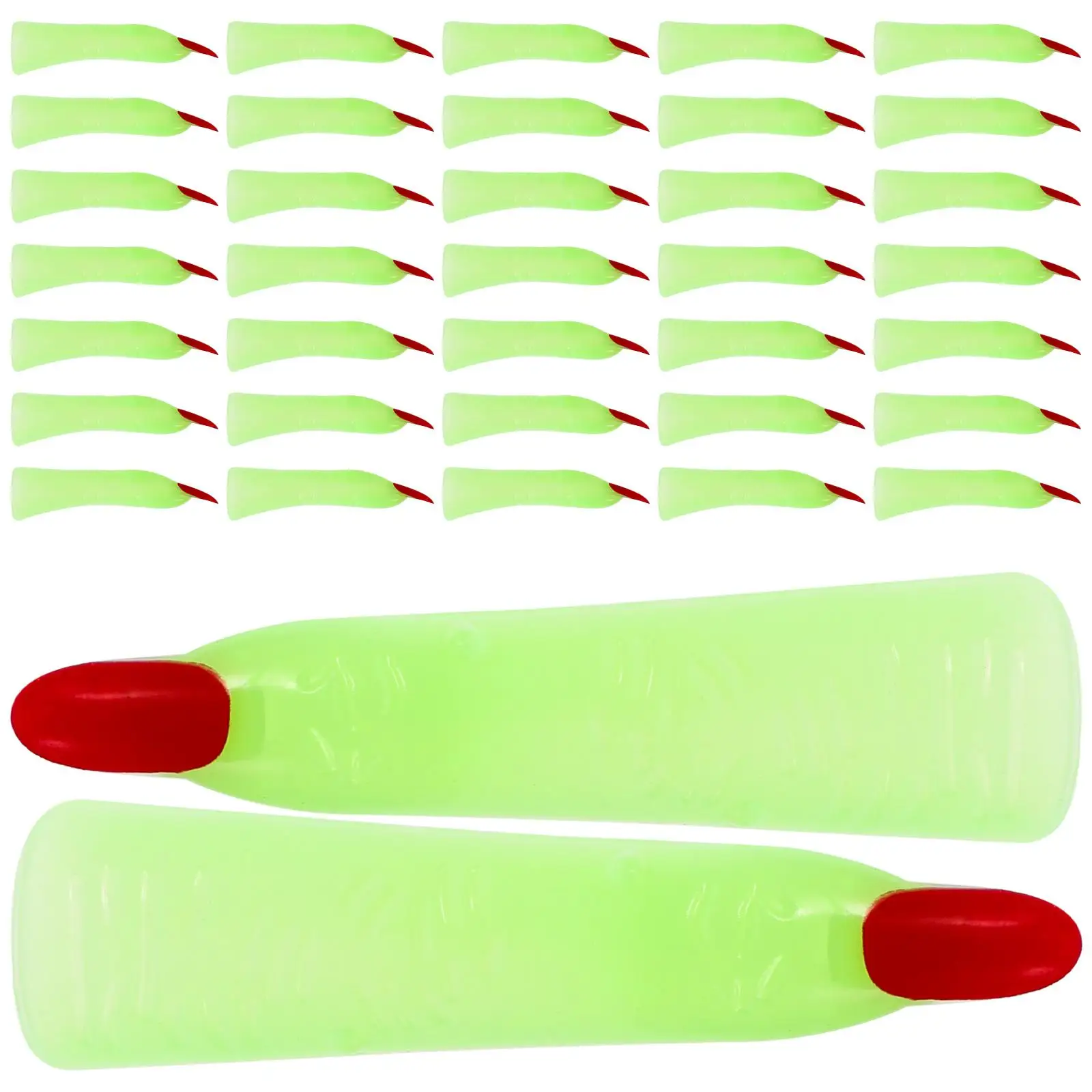 

50pcs Luminous Finger Covers Glow Night Witch Fingers Scary Halloween Costume Party Props False Nails Hand Puppets