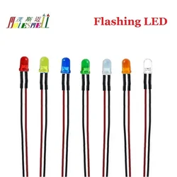 10 sztuk 5mm miga 3V DC rozproszone/woda wyczyść LED wstępnie przewodowy czerwony żółty niebieski zielony biały pomarańczowy R/G R/B RGB szybko/wolno migające