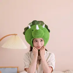 Triceratops Hat Cosplay Selfie Hat Plush Hat for Carnival Birthday Performance