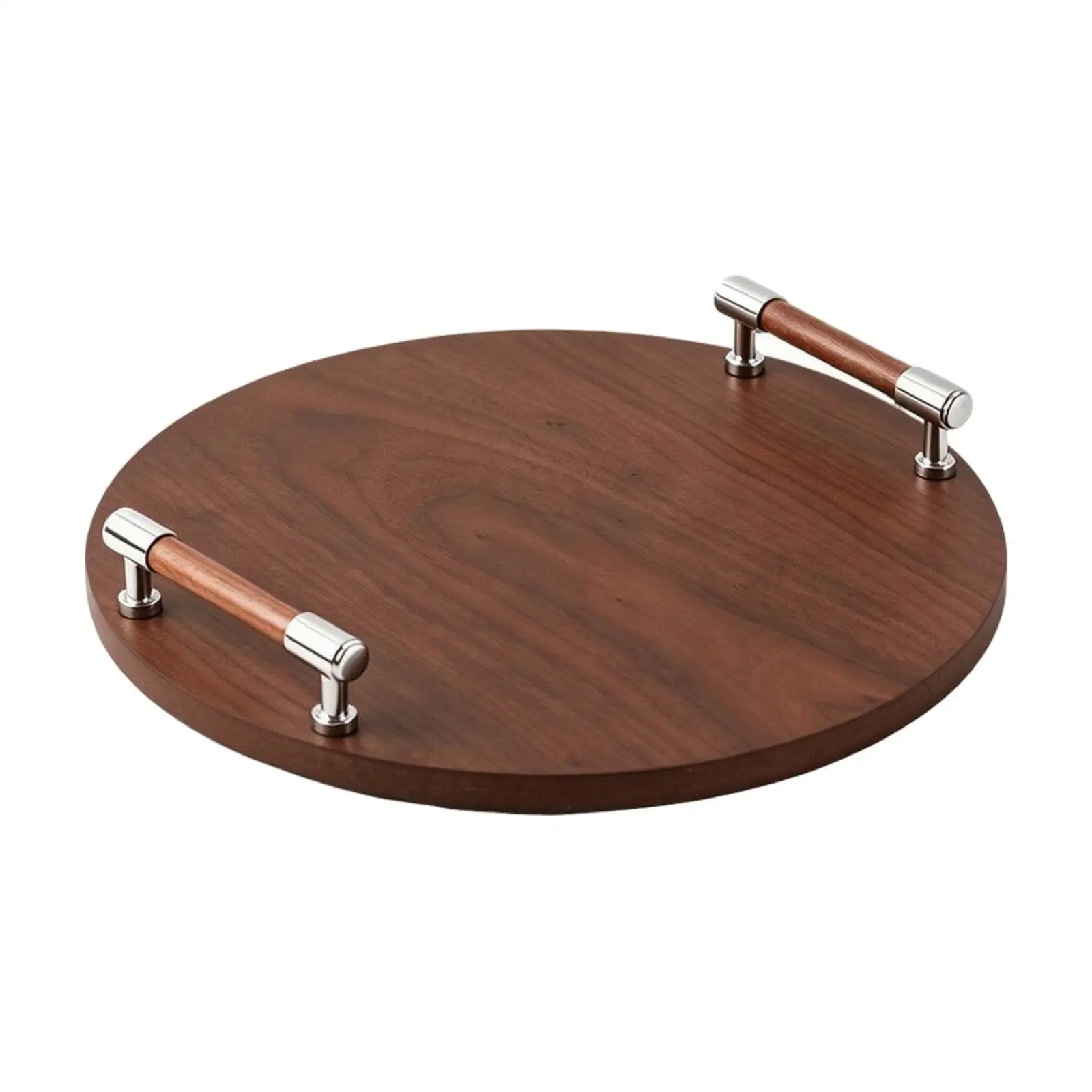 Round Wooden Tray with Handles Versatile Round Serving Tray with Handles Sturdy Long-Lasting for Tea Service, Tabletop Displays