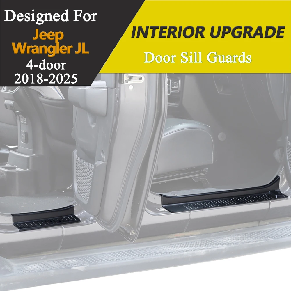 Door Sill Protective Rubber Strip for Jeep Wrangler JL Gladiator JT 2018-2025 Threshold Entry Plate Guard Cover Car Accessories