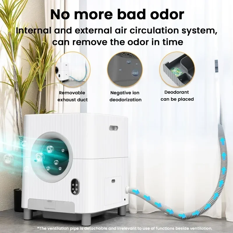 Electric Entrance Door Automatic Cat Litter Box for Multiple Cats with Video Monitor/Anti-Pinch/Odor-Removal/5G/APP Control 86L