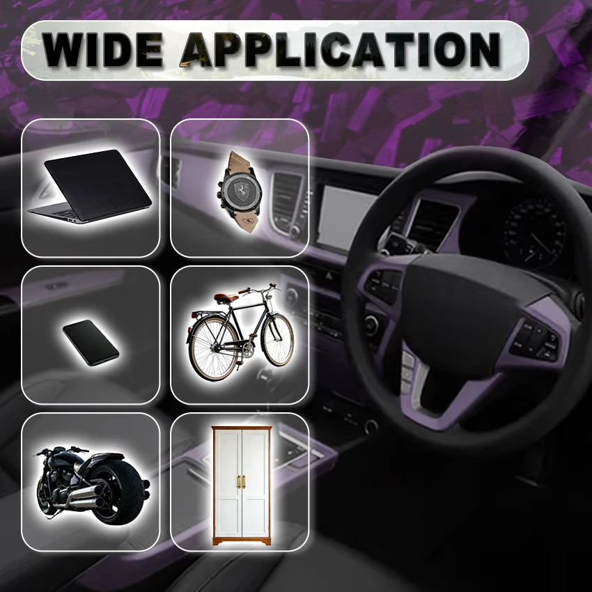 PET Glossy Purple Forged Carbon Fiber Vinyl Wrap Film Waterproof Car Body & Motorcycle Sticker, DIY Helmet Wrap Bubble Free view 6