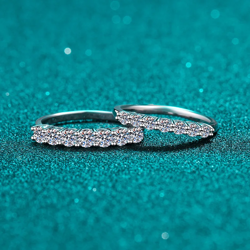Anillo de moissanita de 0,7/0,28 quilates, chapado en oro blanco, Plata de Ley 925, joyería fina, anillos de compromiso de boda para mujer y hombre