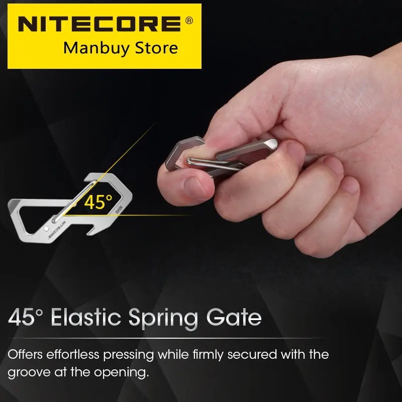 NITECORE NSH10 Multiuse Titanium Snap Hook 3-in-1 TC4 Bottle Opener Flat-head Screwdriver Keychain Backpack EDC Hanging Tool