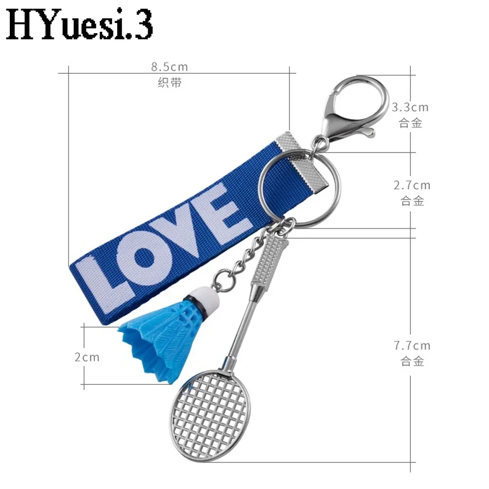 Sports Badminton Keychain Mini Metal Tennis Ball Racket Pendant With Keyring Love Wrist Strap Birthday Christmas Gift For Kids