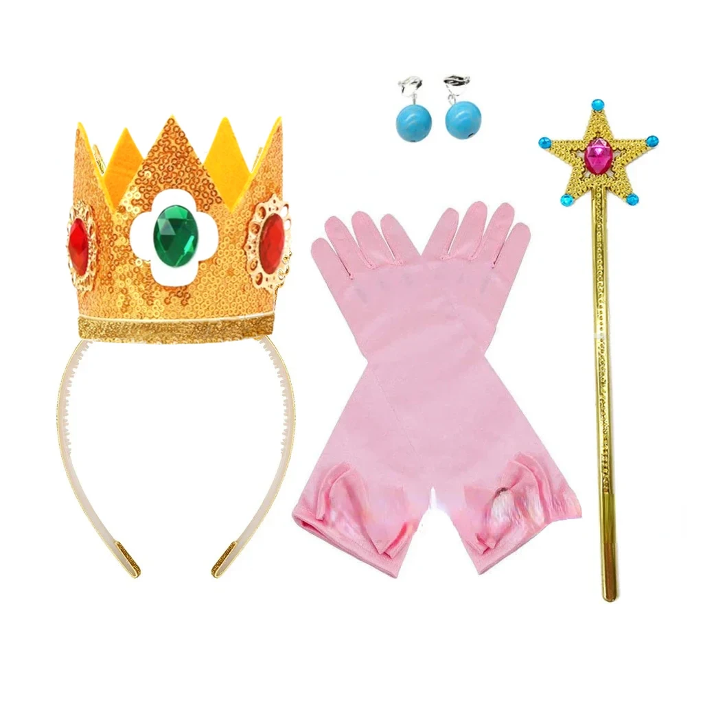 2024 Cartoon Princess Crown Cosplay Pentagram Magic Stick Earring Set Anime Girl Dress Up Halloween Christmas Gift