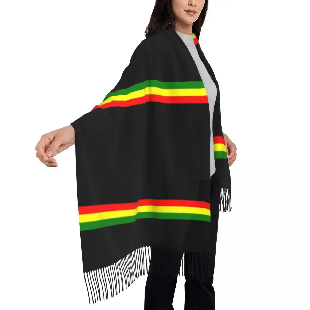 Stampa personalizzata Reggae Rasta Stripe Colors Pattern sciarpa uomo donna Winter Warm sciarpe giamaicano giamaica pride scialli Wraps