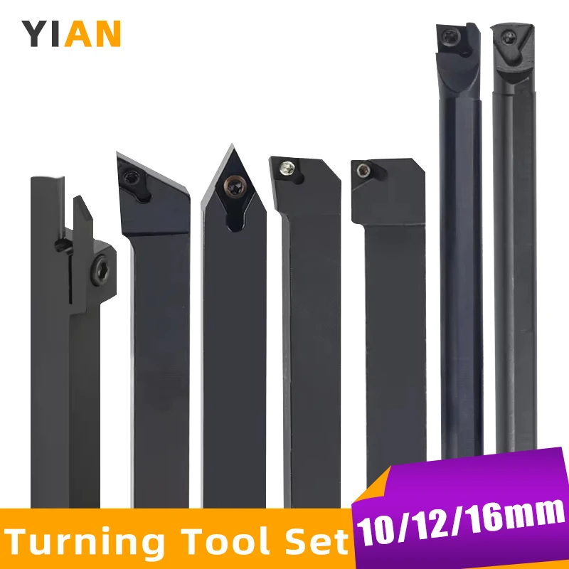 10/12/16MM Turning Tool Sets MGEHR SDJCR SDNCN SCLCR SER SNR Lathe Boring Bar With 7PCS Carbide Insert CNC Cutting Holder