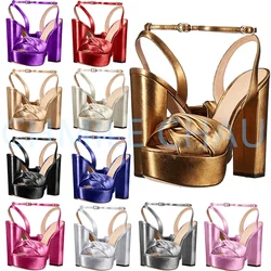 【Measure Your Feet Length Before Order】Luxury Women Platform Sandals Block High Heel Shoes Ankle Strap Lady Party Shoe 10-CHC-26