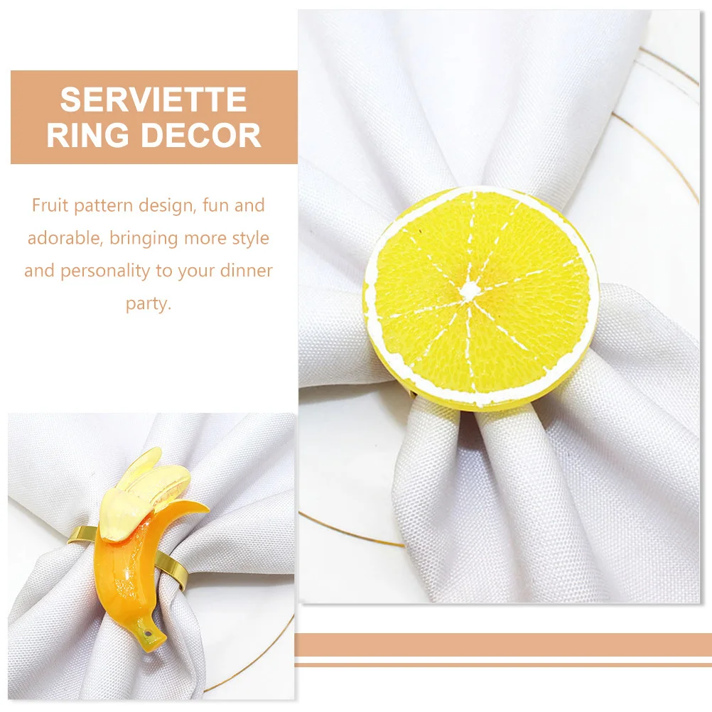 

6Pcs Serviette Rings Fruit Shaped Napkin Ring Holder Exquisite Modern Style for Home Wedding Banquet Table Napkin Decoration