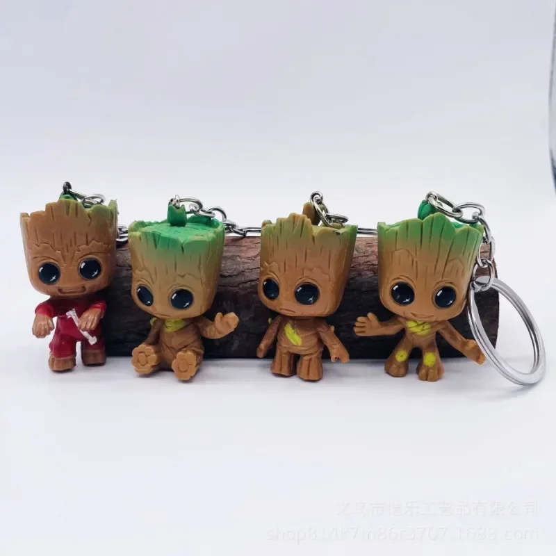 Anime Cartoon Groot Keyring Superhero Figure Keyring Car Pendant Kids Keychain Jewelry Accessories Toys Children Birthday Gifts