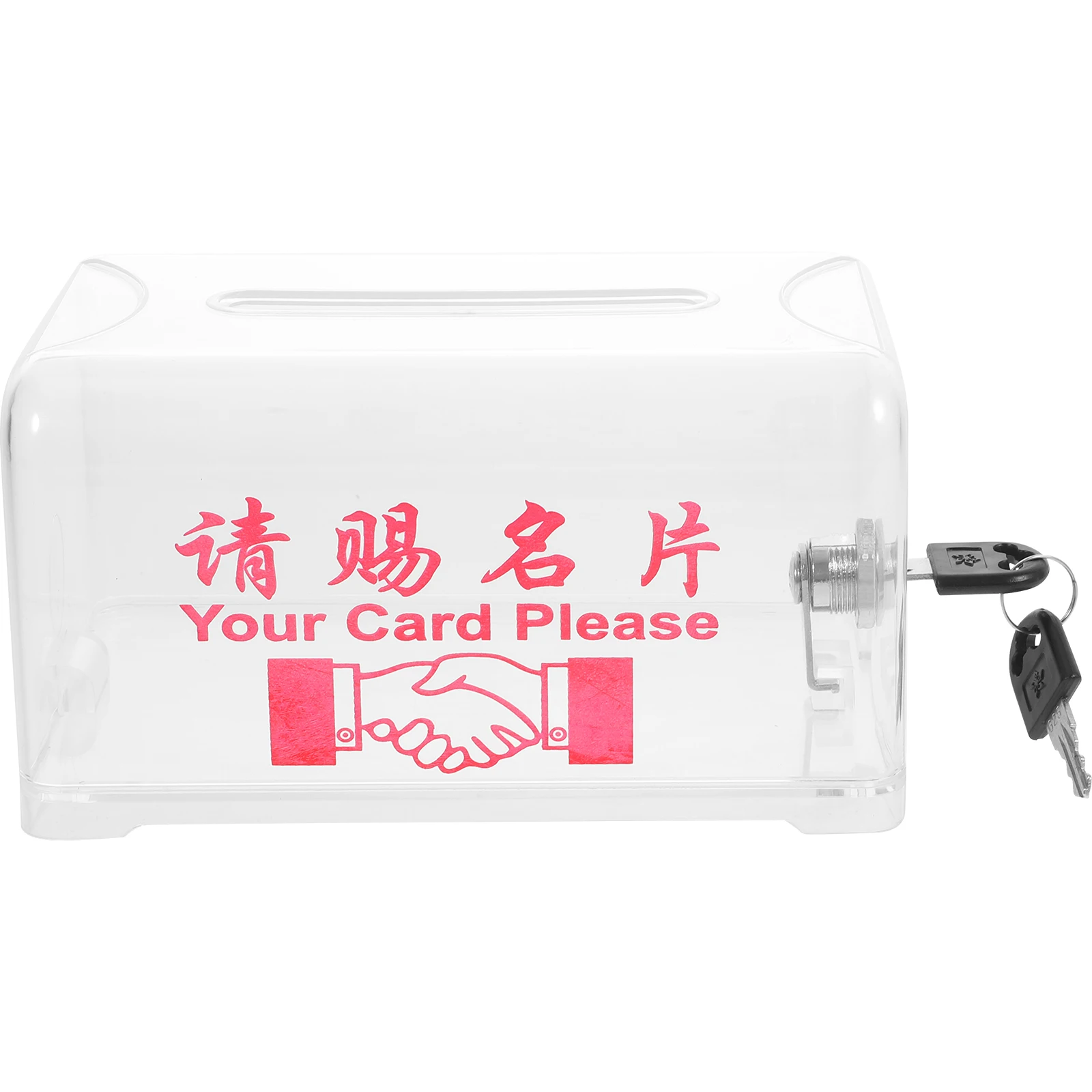 

Plastic Business Card Case Transparent Desk Office Storage Box Large Capacity With Lock For Cards Collection Exhibition Use