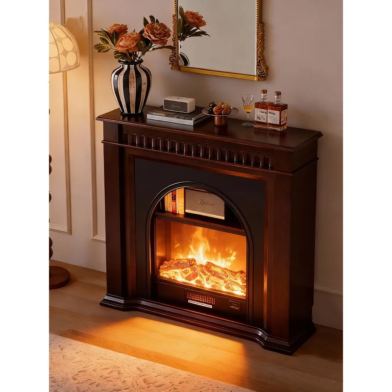 French warm fireplace decorative cabinet, living room flame simulation fire medieval mystery cabinet