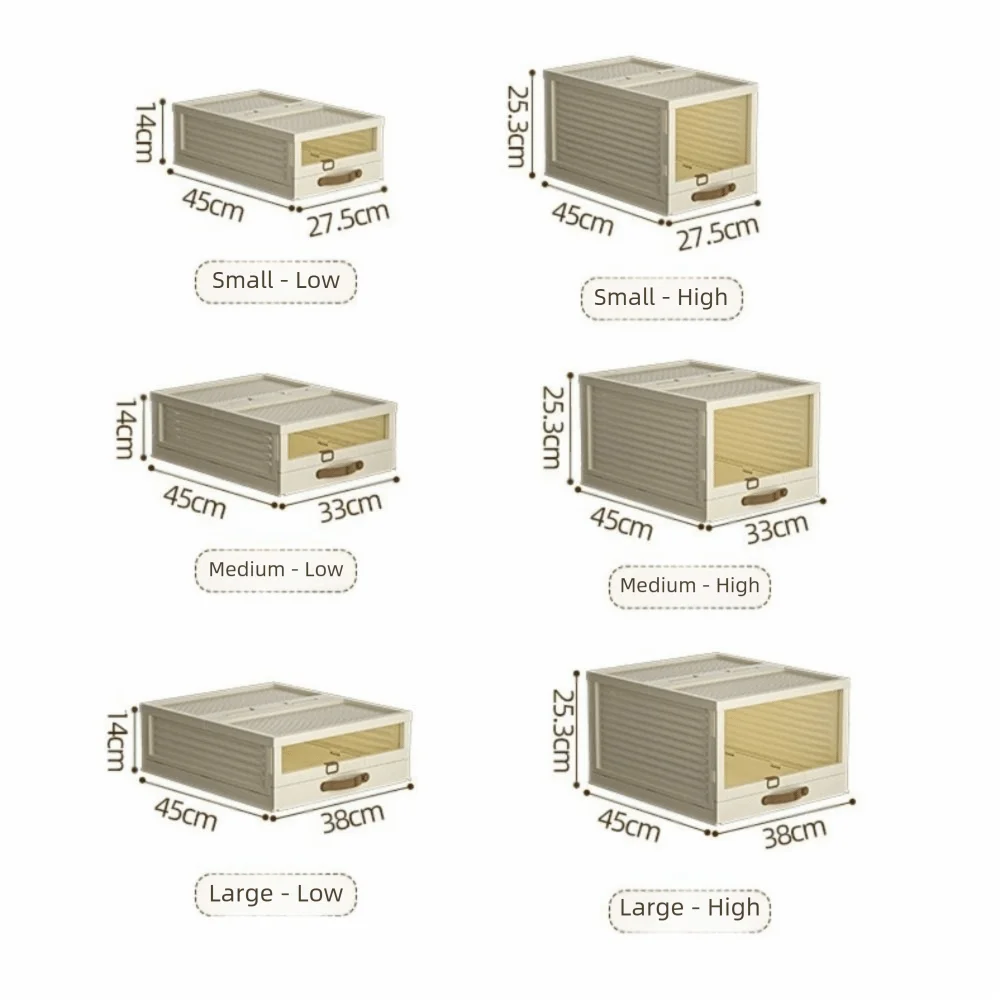 Household Plastic Drawer Organizer Stackable Foldable Storage Box Pull Out With Handle Sorting Storage Box Home Use