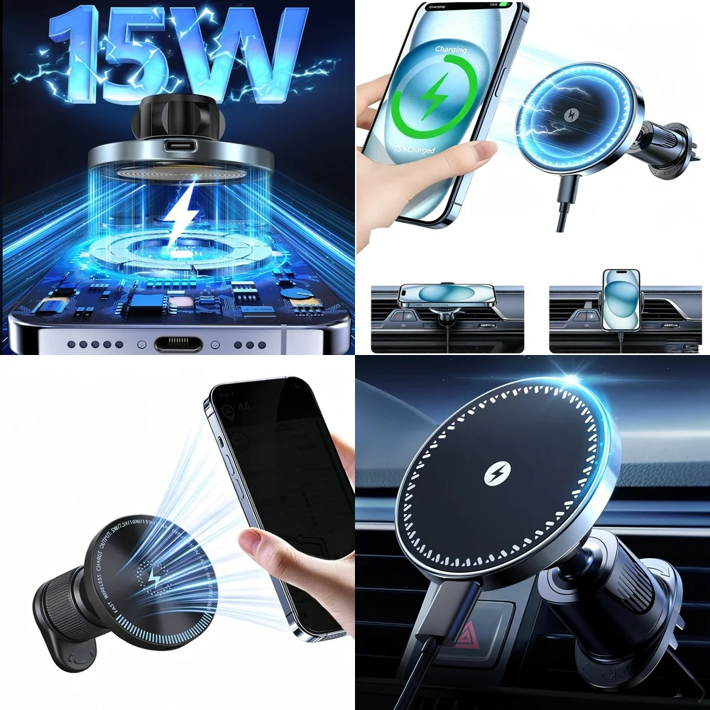 Consumer Electronics Trend 2026 Magnetic Wireless Car Charger Air Vent Car Mount Phone Holder Magnetic New Chargers Adapters
