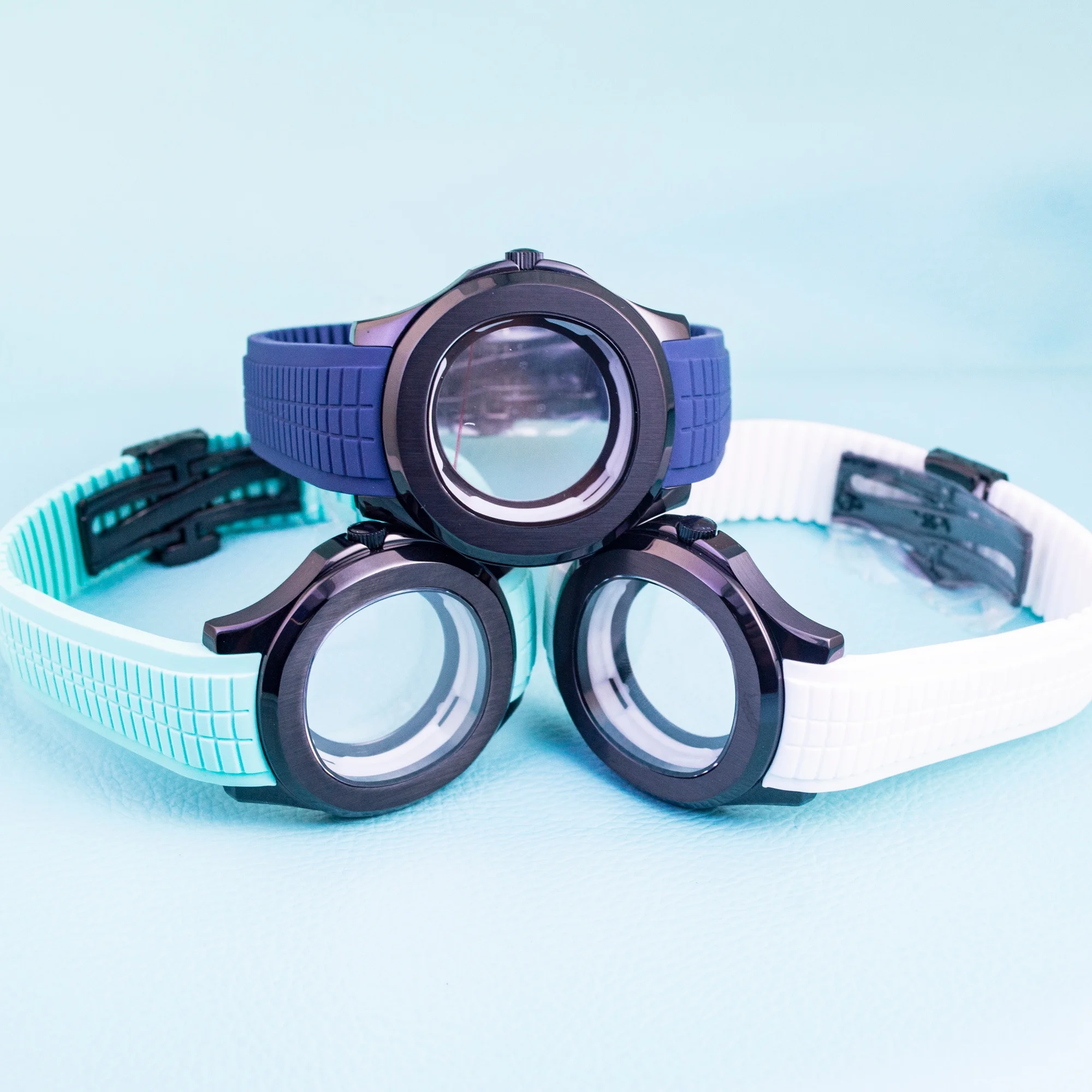 

for Nautilus AQUANAUT Watch Case 42mm NH35 Case Stainless Steel 21mm Rubber Band Bracelet Sapphire Glass fit NH35 NH36 Movement