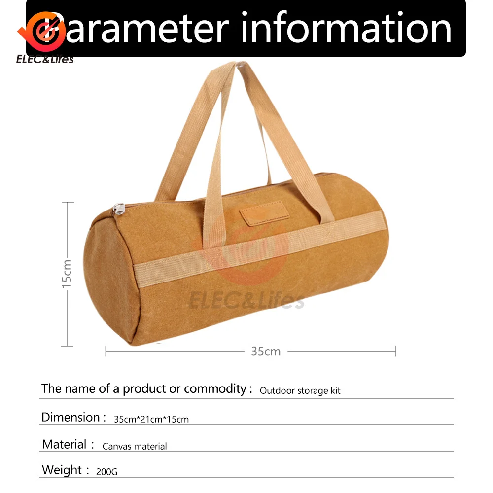 Outdoor Camping Gas Tank Storage Bag Large Capacity Ground Nail Tool Bag Gas Canister Picnic Cookware Utensils Kit Bag