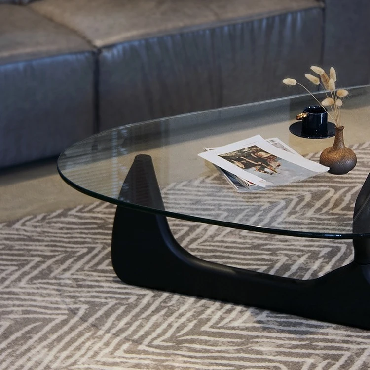 Light luxury living room glass coffee table, high-end sofa side table