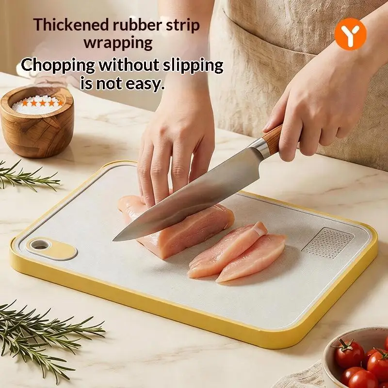 【HG】Wheat Straw Double-Sided  Cutting Board Home Kitchen Anti-mildew Anti-slip Edge Hanging Hole Sticky Board