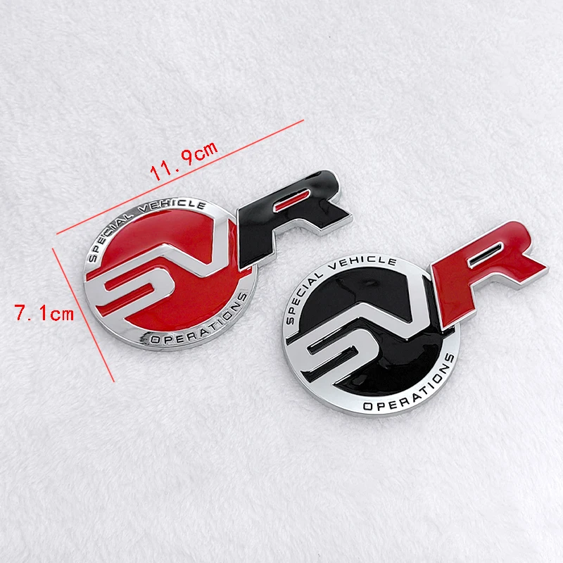 3d Metal Red Black Logo SVR Emblem Car Front Grill Badge Trunk Decal For  L494 Sport SVR Sticker Accessories