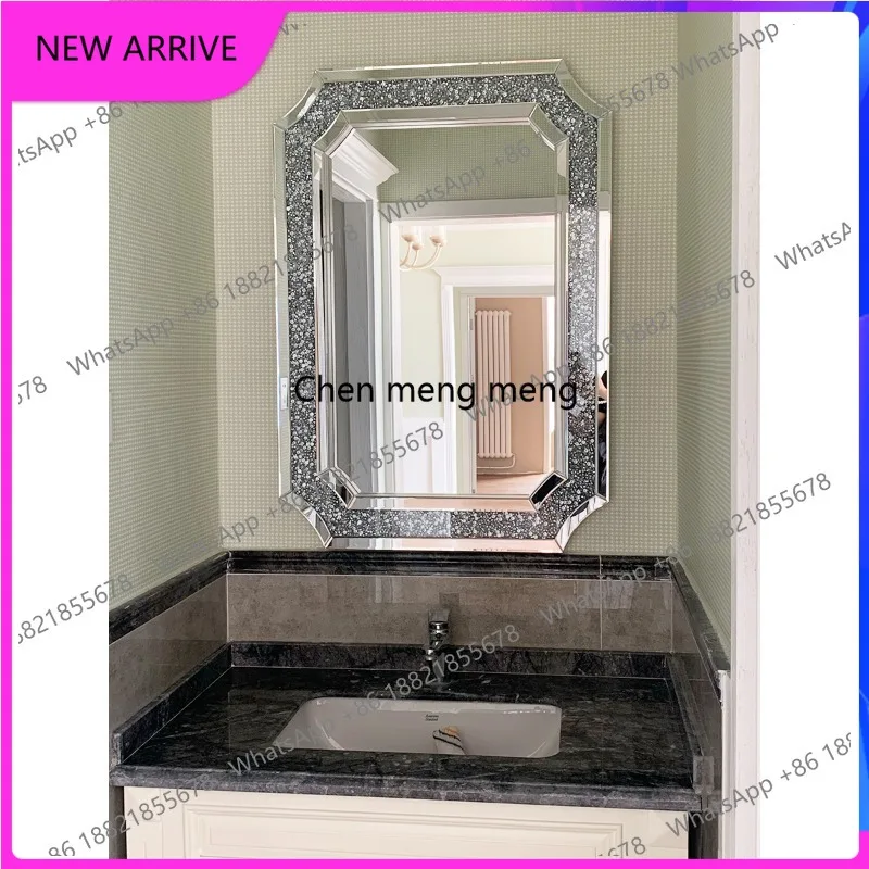 M85 Light luxury wall-mounted mirror, bedroom makeup mirror, dining side porch, fireplace, diamond-encrusted decorative mirror