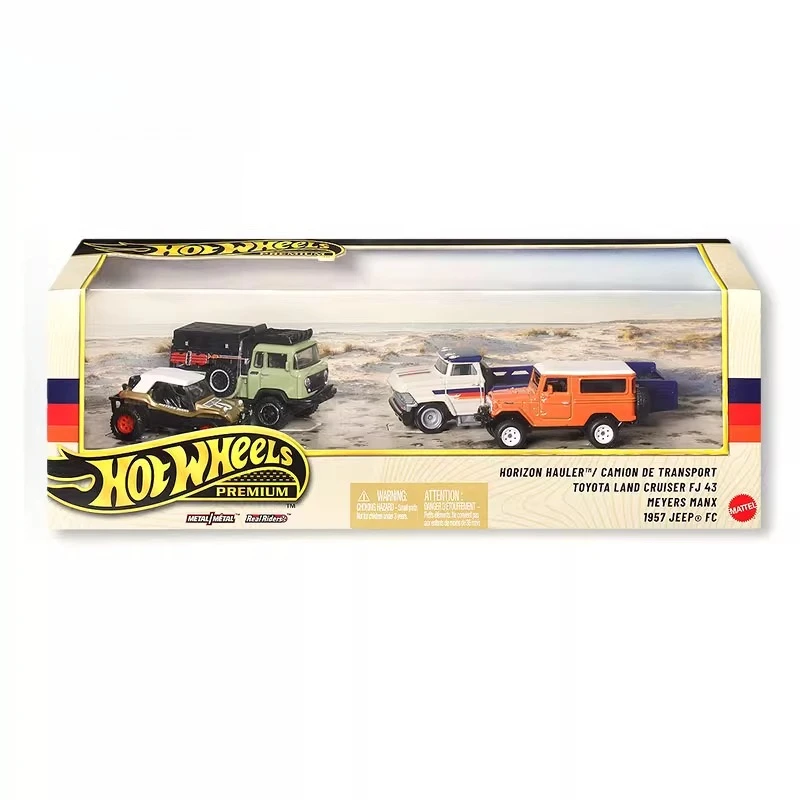 Original Hot Wheels Premium coche de juguete niño 1/64 Diecast Toyota Land Cruiser Horizon Hauler Camino transporte Jeep vehículo modelo regalo