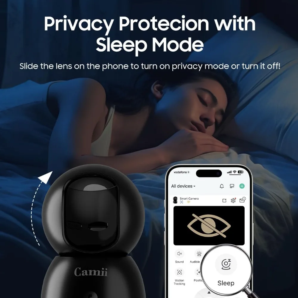 Cámara interior, cámaras para mascotas 2k para seguridad en el hogar wifi de doble banda (2,4/5g), cámara de seguridad con aplicación telefónica, almacenamiento con tarjeta SD 24/7, 2-