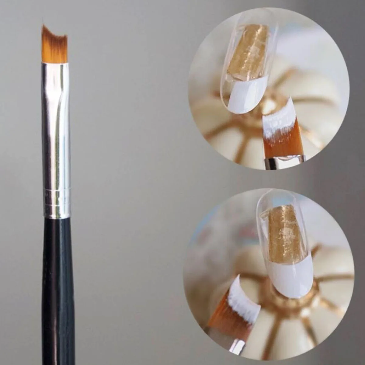 1Pcs Metal French Nail Styling Brush 15CM Crescent Pen Oblique French Tip Brush UV Gel Painting Drawing Professional Nails Pen