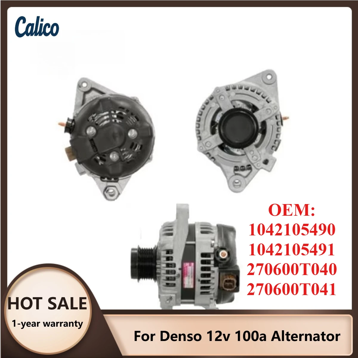 

Высококачественный контроль качества, подходит для генераторов Denso 12V 100A, номера 1042105490, 1042105491, 270600T040, 270600T041