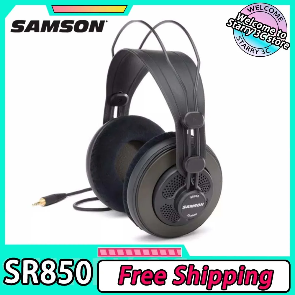 SAMSON SR850 Wired Headphones Professional Recording Semi-Closed Headset Head-Mounted Monitor Headphone For Phone Mac Pc Gifts